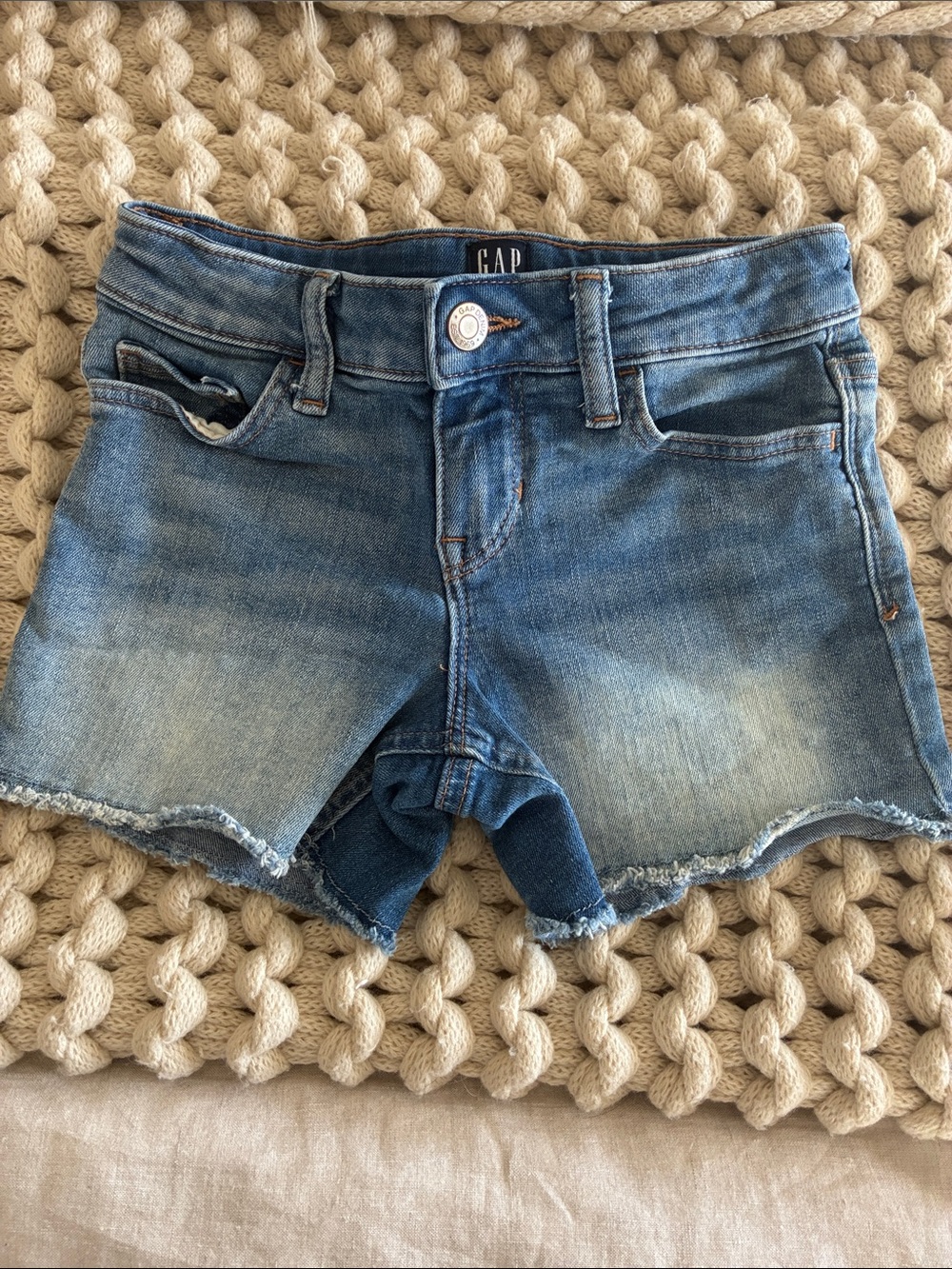 GAP Girls' Faded Blue Cutoff Denim Shorts